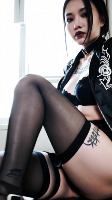 Asian Goth Girl Modeling – Posing